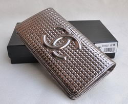 Replica Chanel 20322 Grid pattern Bi-Fold Ancient Silver Wallet